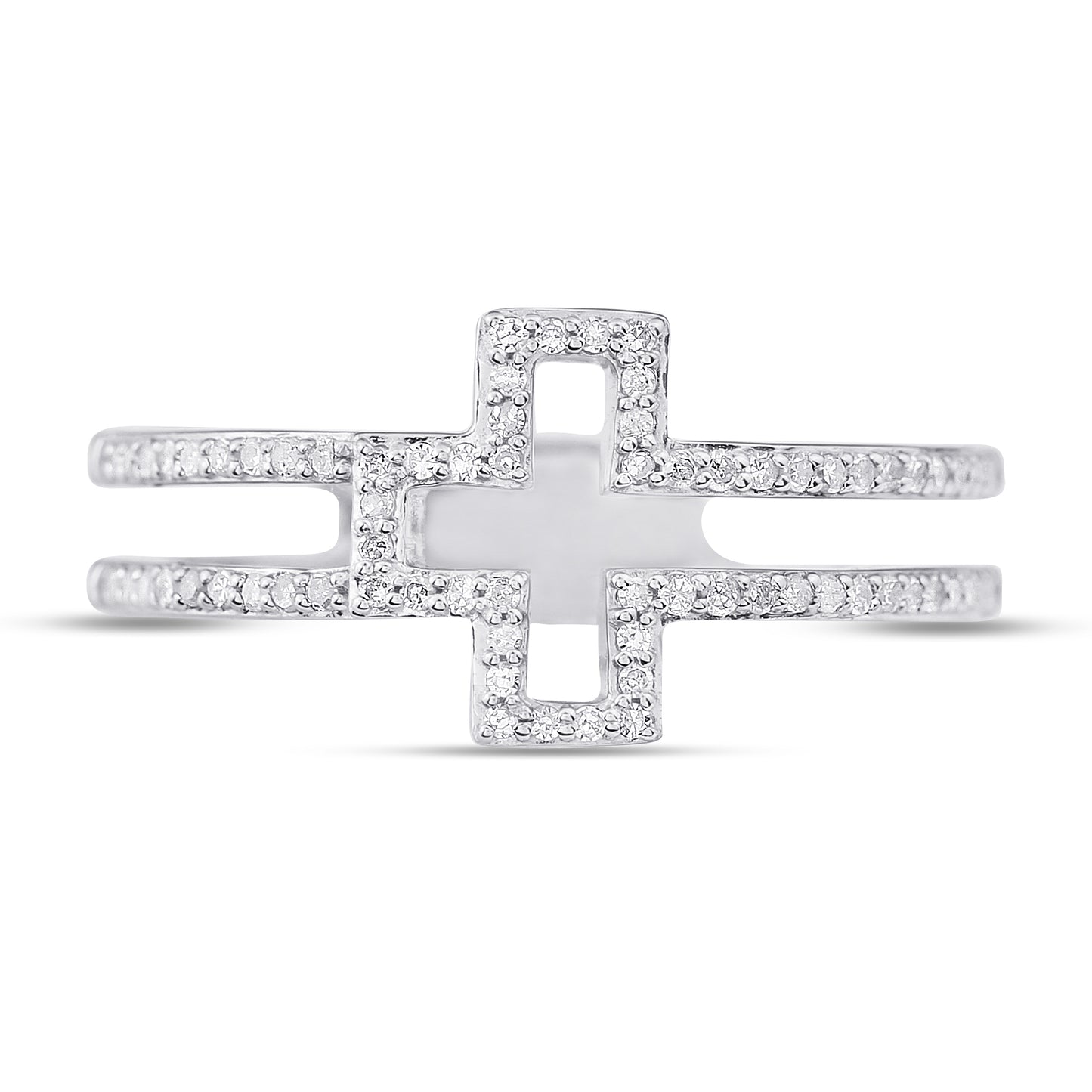 Belantina 1/5 Carat Natural Diamond Sideways Cross Ring 14k Gold