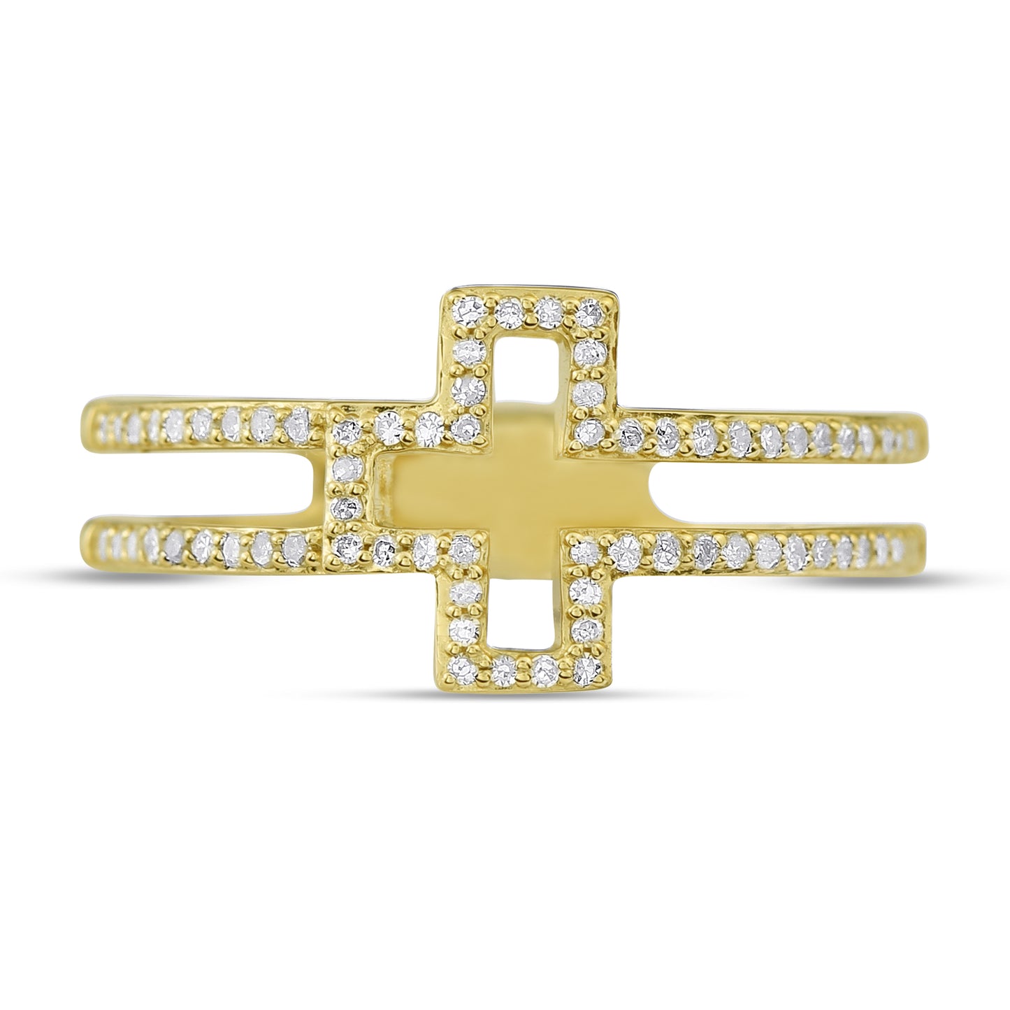 Belantina 1/5 Carat Natural Diamond Sideways Cross Ring 14k Gold