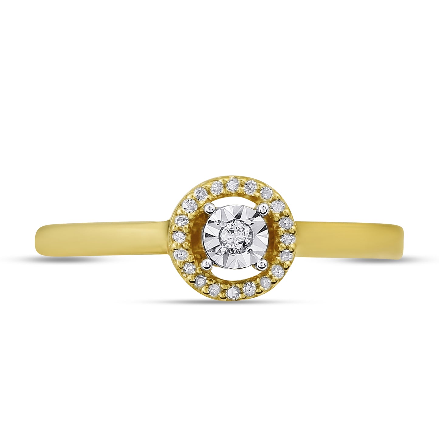 1/15 Carat Diamond Halo Promise Ring for Women in 14k White and Yellow Gold (H-I, I1-I2, cttw) Size 5 to 10 by Belantina