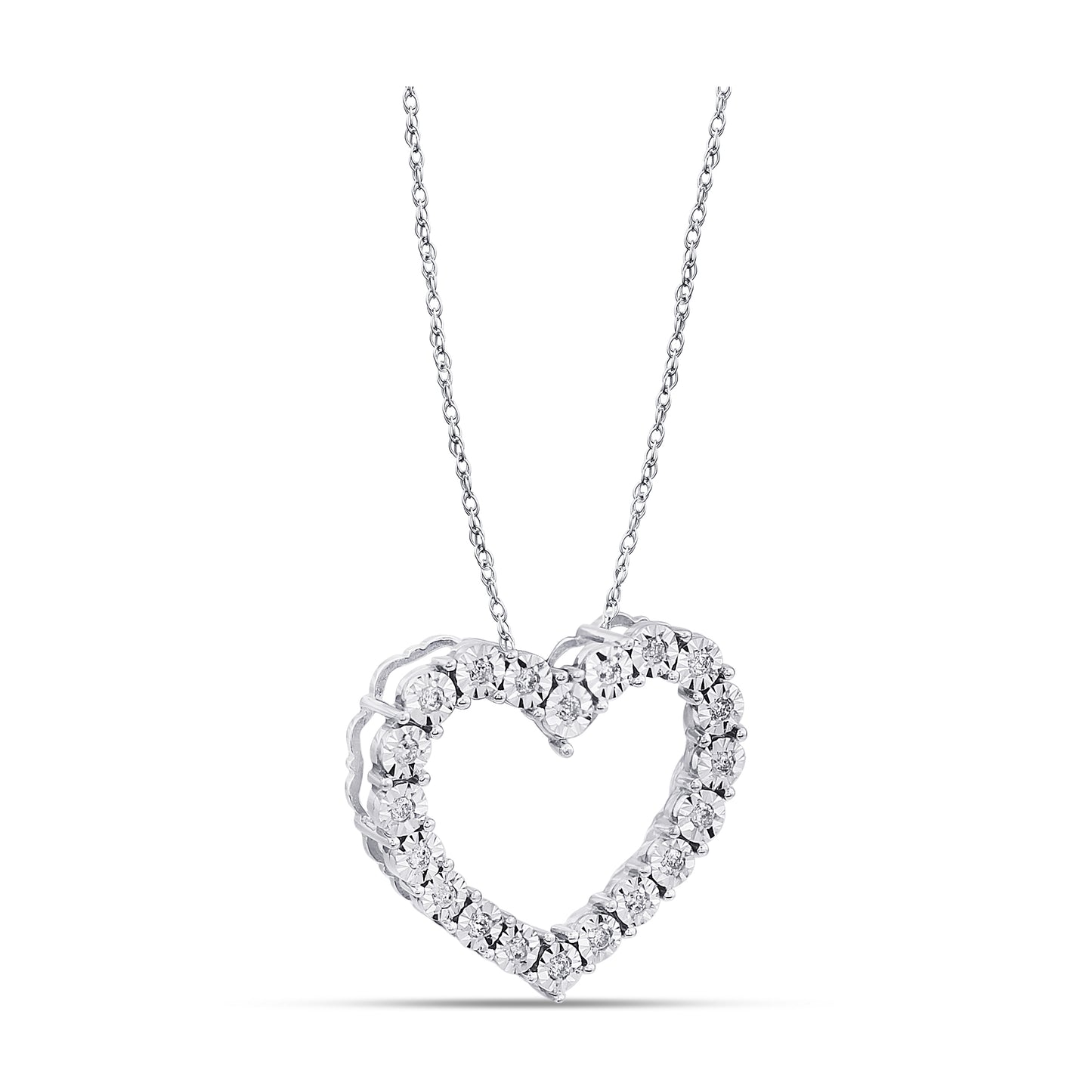 Belantina 1/10 Carat Diamond Heart Pendant Necklace for Women in 14k White and Yellow Gold on 18 Inch Chain (H-I, I1-I2, cttw) Spring Ring