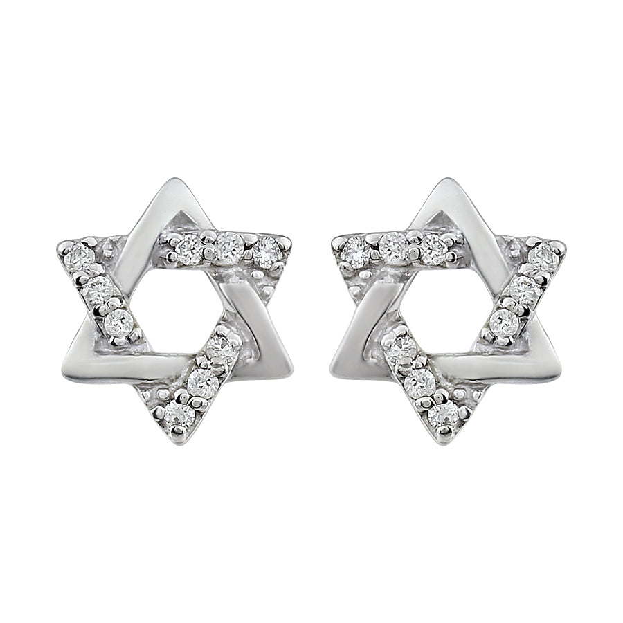 Belantina 14K Gold, Diamond Star Of David Stud Earrings for Women