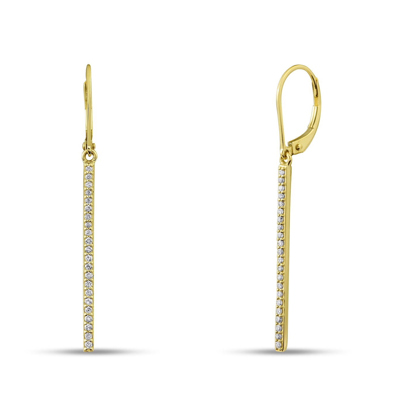 Belantina 14K Gold Diamond Dangle Bar Earrings for Women With Lever Back