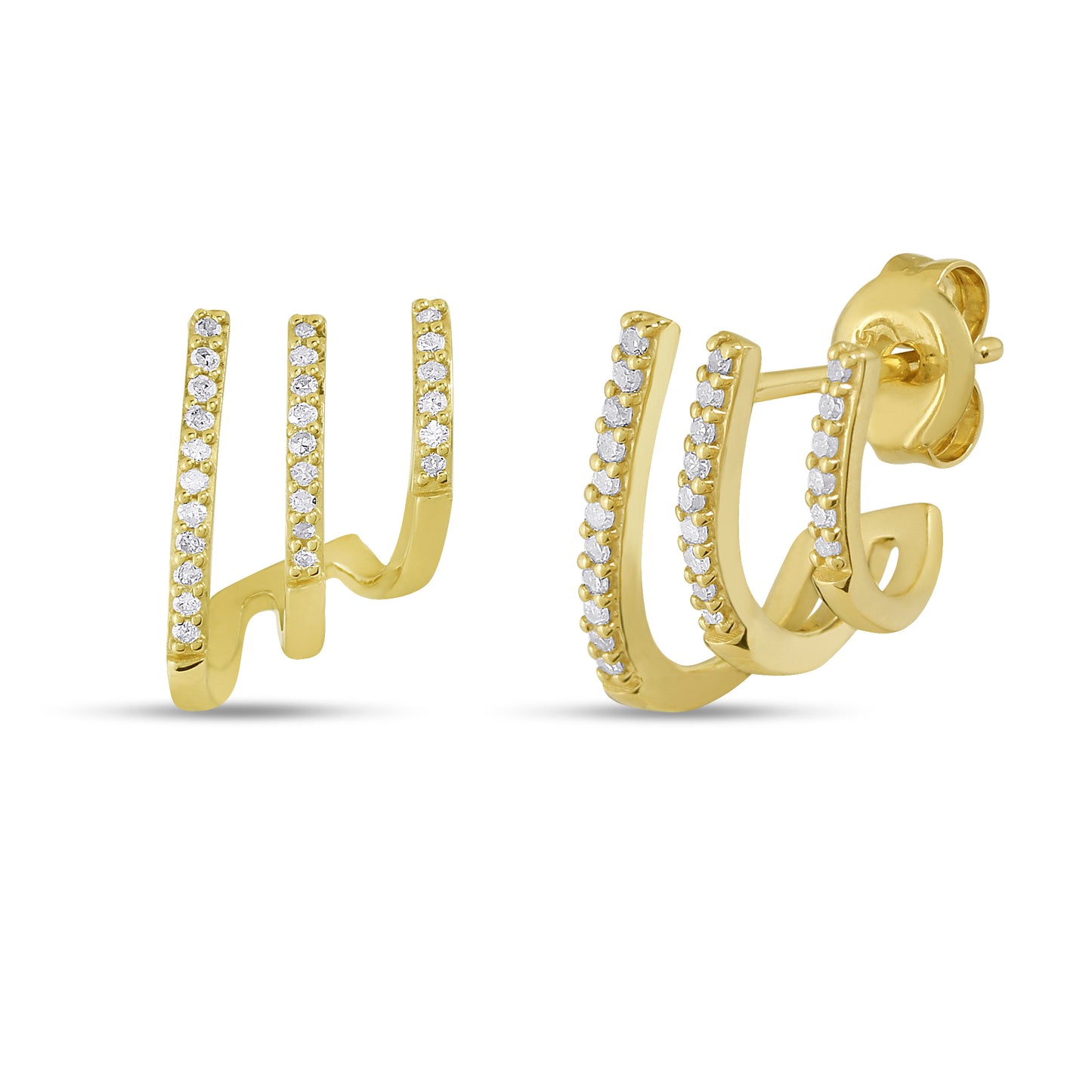 14K Gold Diamond Huggie Earrings By Belantina