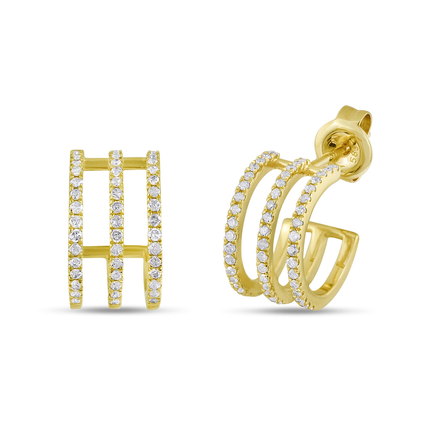 Belantina 14K Gold Diamond Huggie Earrings 0.258 ct