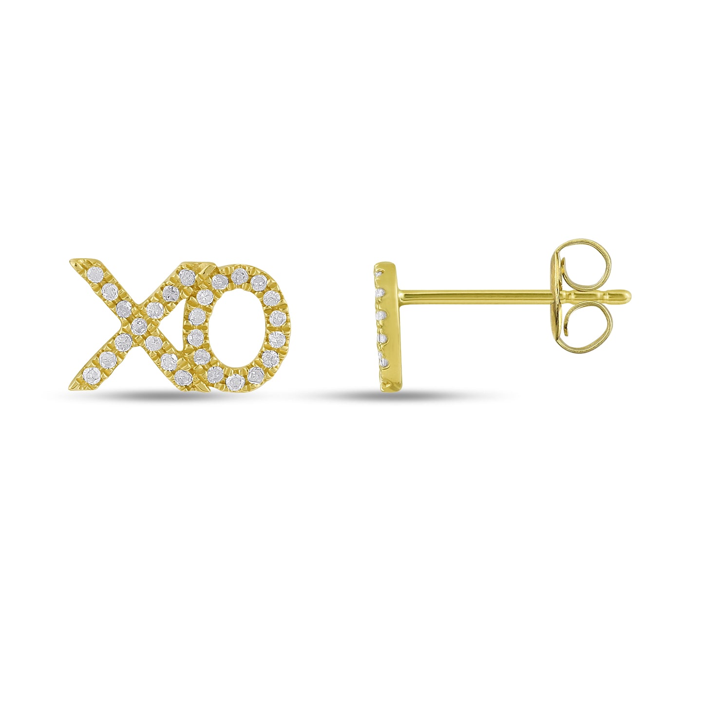 Belantina 0.13 Carats Diamond XO (Hugs & Kisses) Earrings in 14K Gold