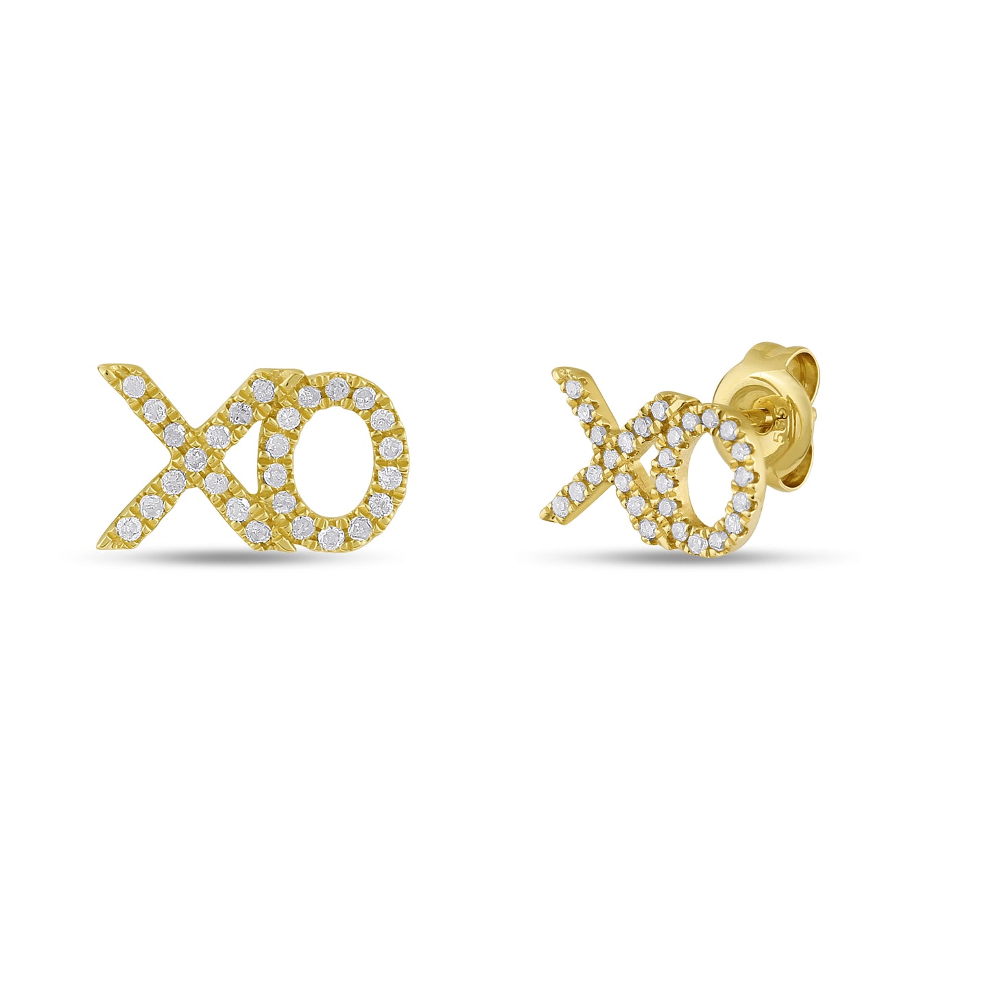 Belantina 0.13 Carats Diamond XO (Hugs & Kisses) Earrings in 14K Gold