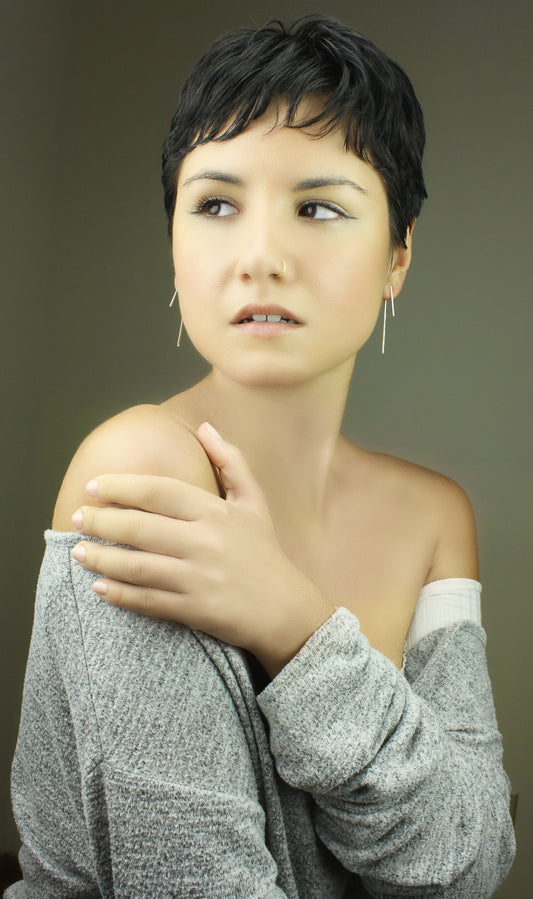 Belantina 1/4 carat Diamon Dangle Bar Earrings in 14K Gold