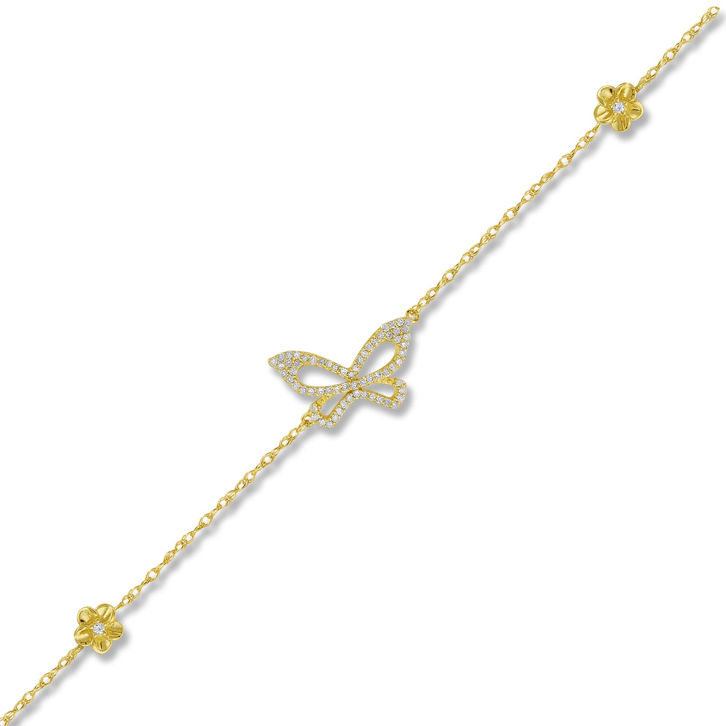 Belantina 14K Gold Diamond Butterfly Bracelet