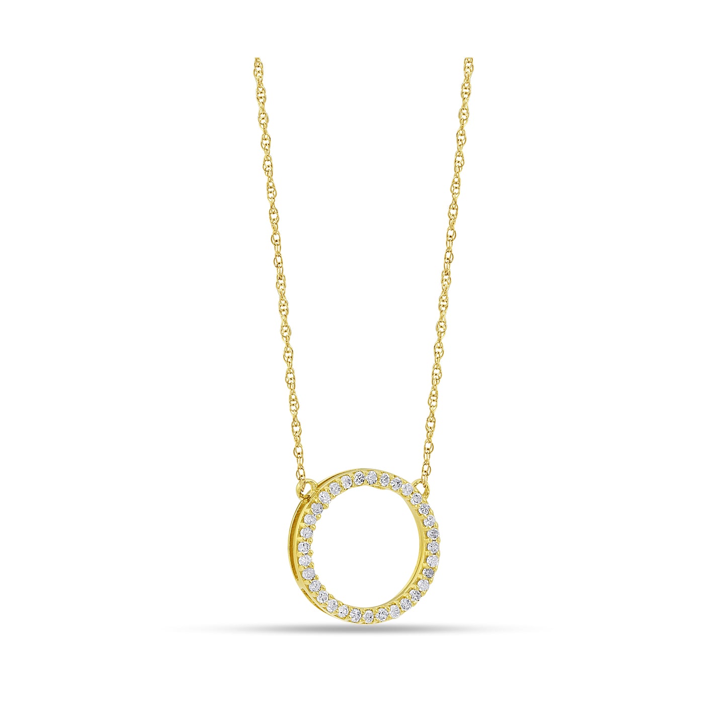 Belantina 1/10 Carat Diamond Open Eternity Circle Pendant Necklace In 14K Gold