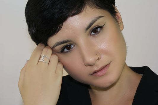 14k Gold Double Band Freeform Diamond Infinity Ring