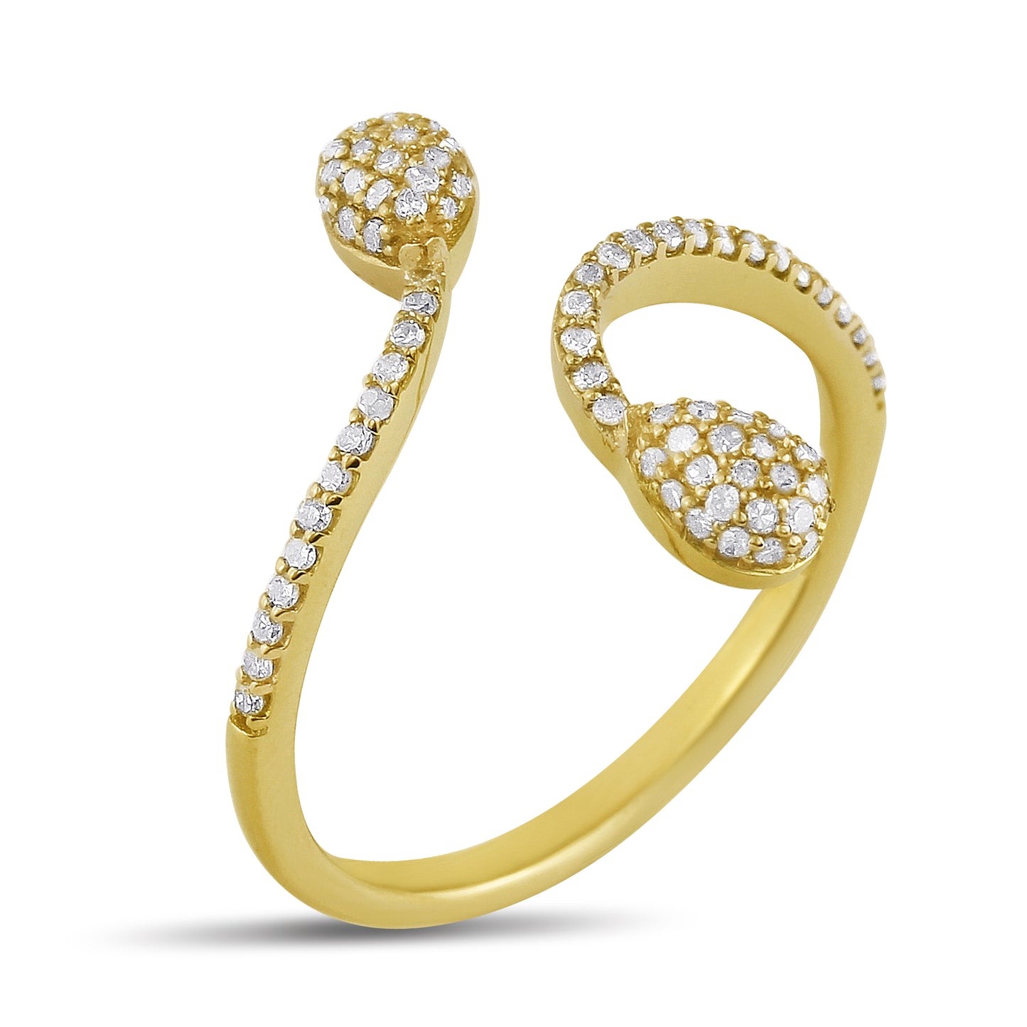 Belantina Serpent Open Bypass Ring 1/4 Carat Natural Diamonds In 14K Solid Gold