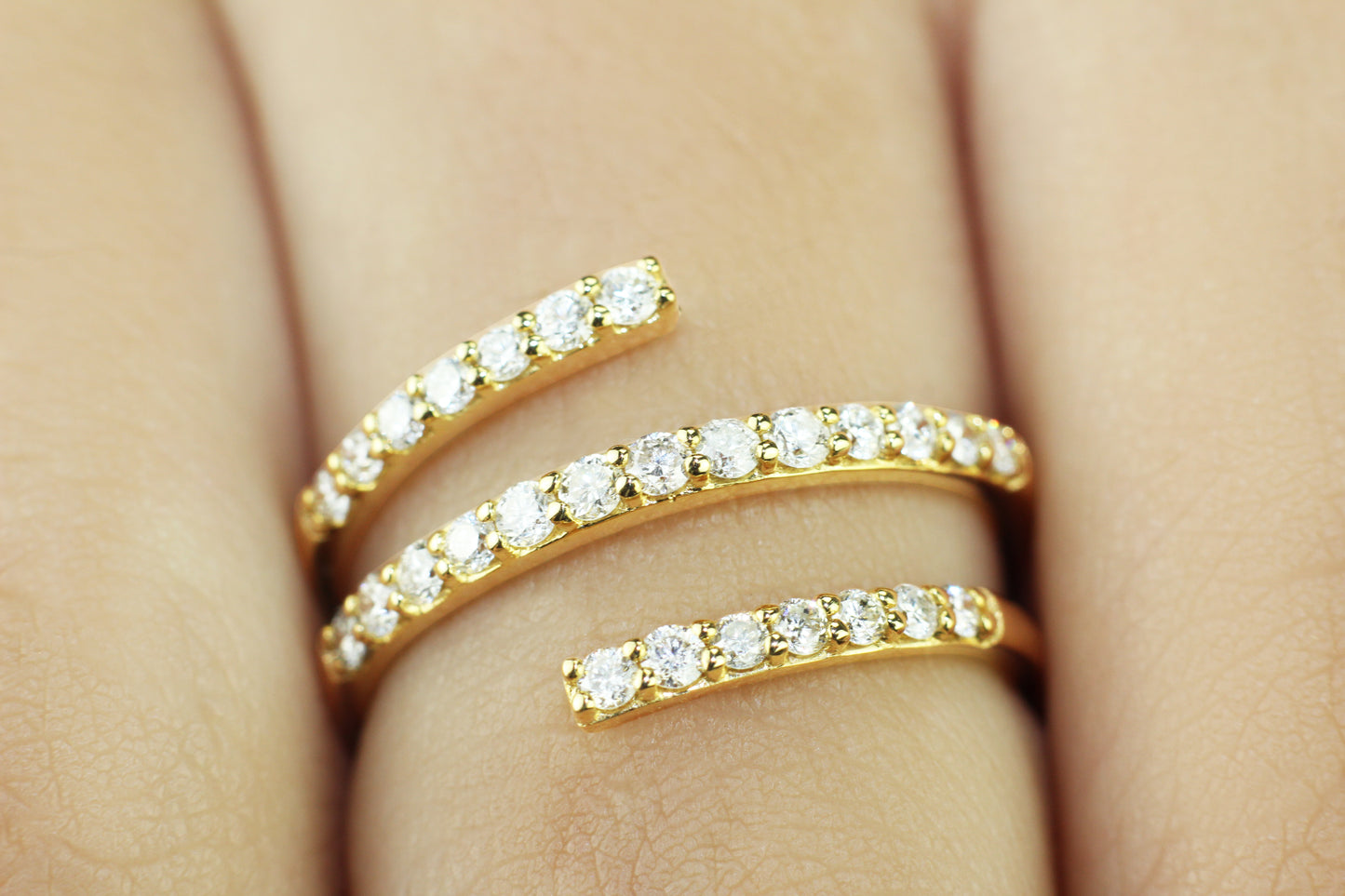 Belantina 1/2 Carat Diamond Spiral Wrap Ring In 14k Solid Gold