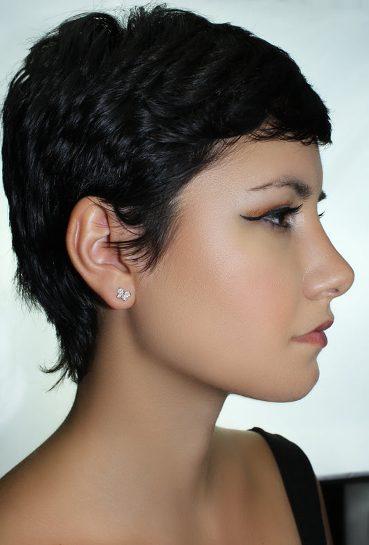 Belantina 14K Gold Natural Diamond Butterfly Stud Earrings With Push Back