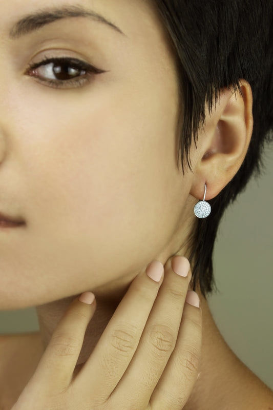 Belantina 14K Gold Diamond Circle Drop Earrings, Lever Back, 1/3 Carat Natural Diamonds