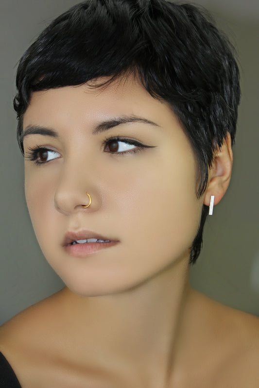 Belantina 1/4 Carat Diamond Climber Bar Earrings In 14K Gold With Ear Wire