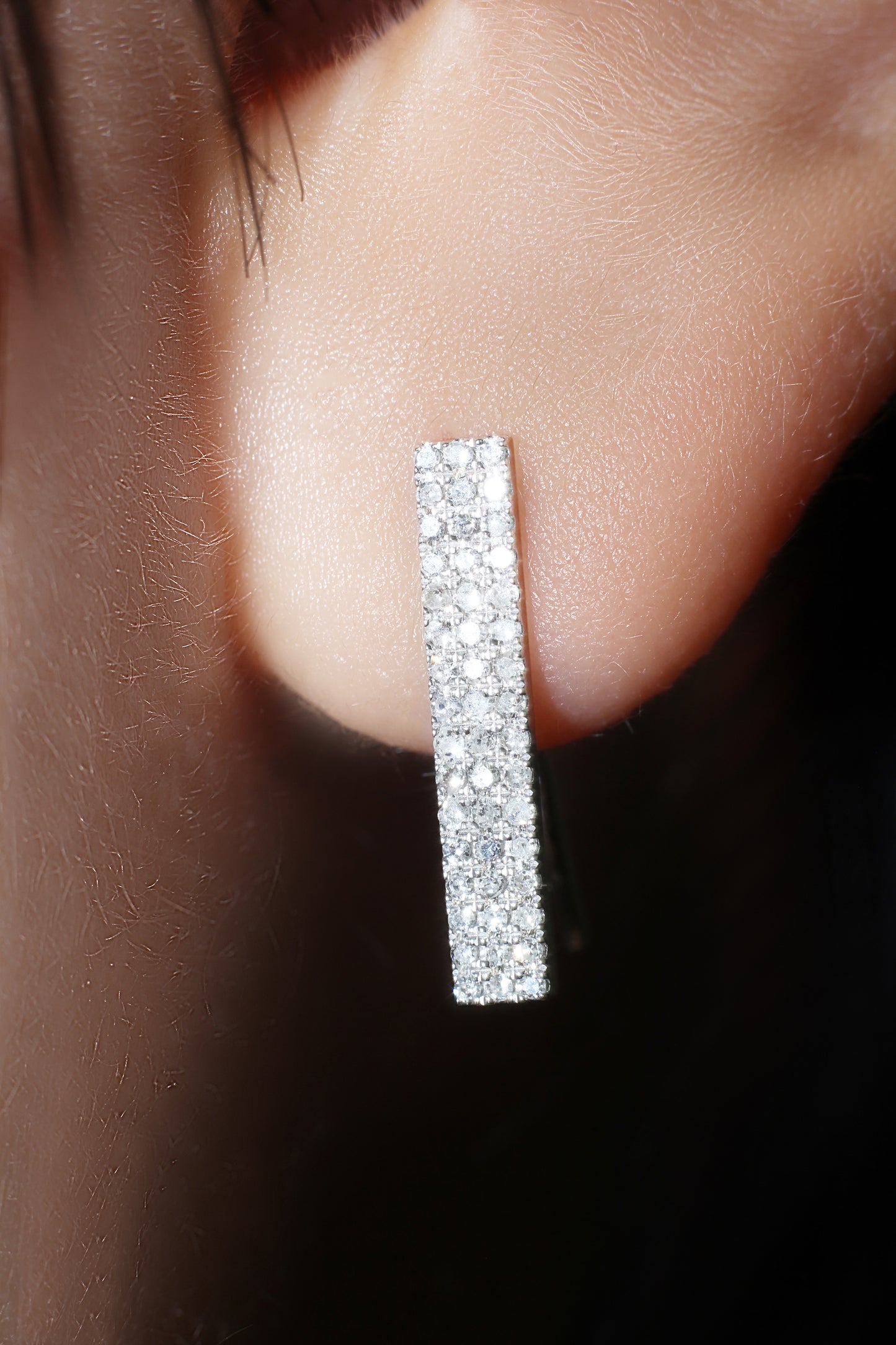 Belantina 1/4 Carat Diamond Climber Bar Earrings In 14K Gold With Ear Wire
