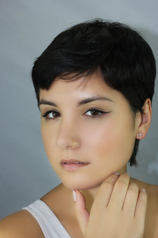 Belantina Natural Diamond Cross Stud Earrings In 14k Solid Gold