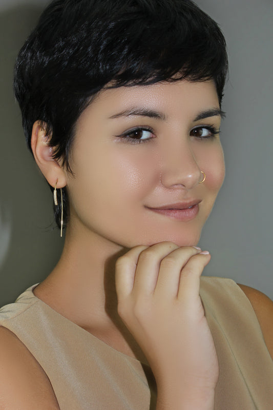 Belantina Diamond Linear Drop Earrings In 14K Gold