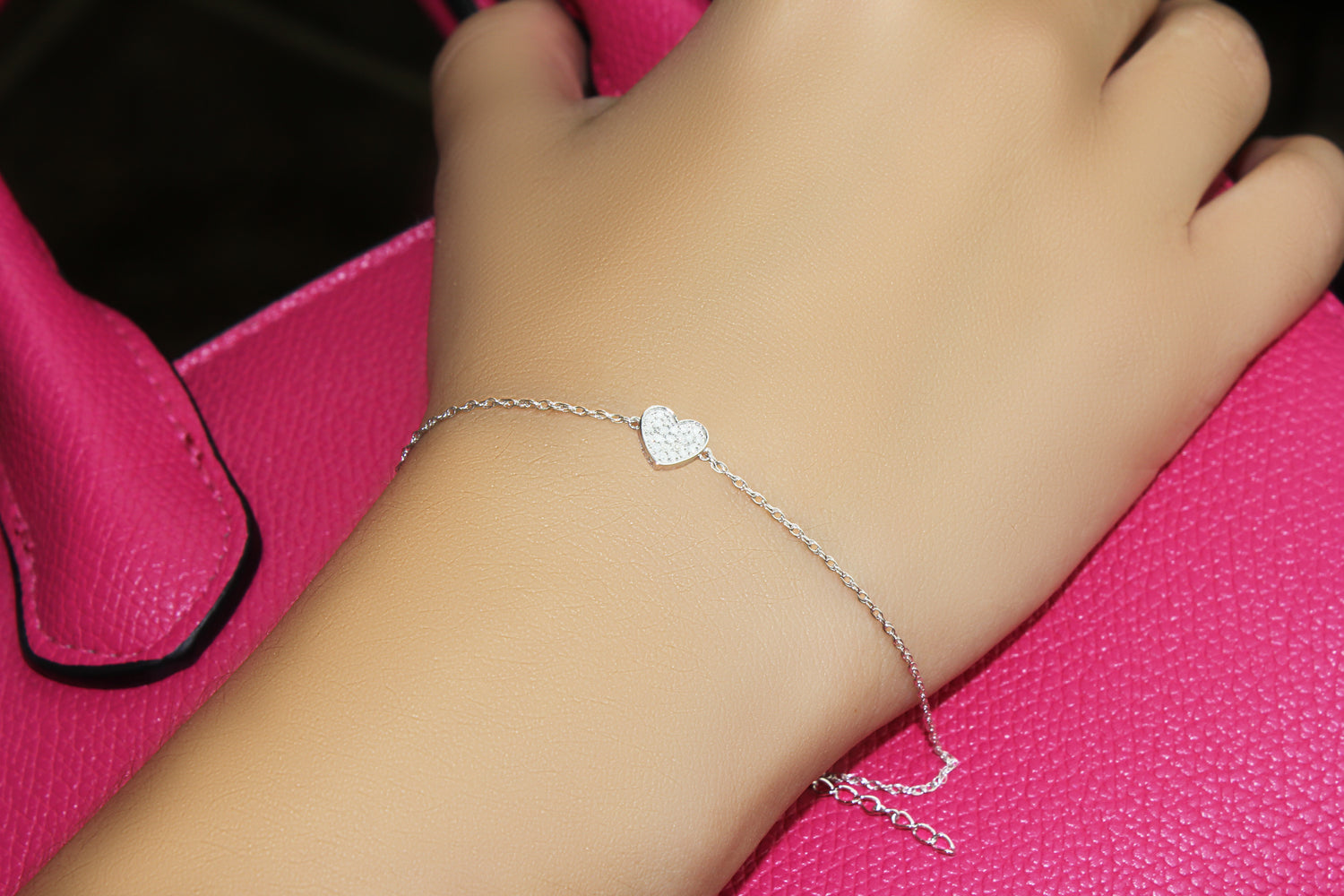 Endless Heart Pink Bracelet 14K
