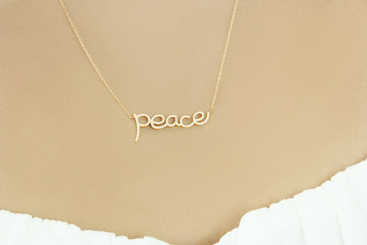 Belantina Diamond Peace Necklace in 14K Gold