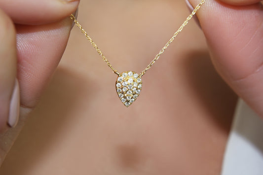 Belantina 1/8 Carat Diamond Teardrop Necklace in 14k White & Yellow Gold